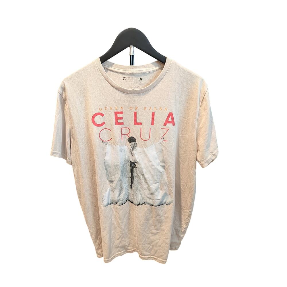 Celia Cruz Queen of Salsa Graphic T-Shirt Beige XL Latin Music Tee